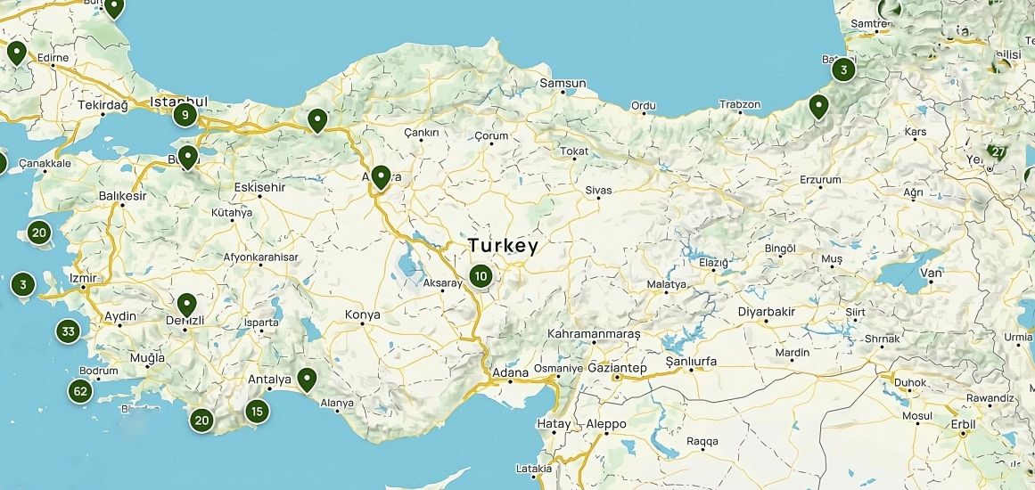 hiking trails map of Turkiye, Map of Turkey, Trekking Map of Turkey
