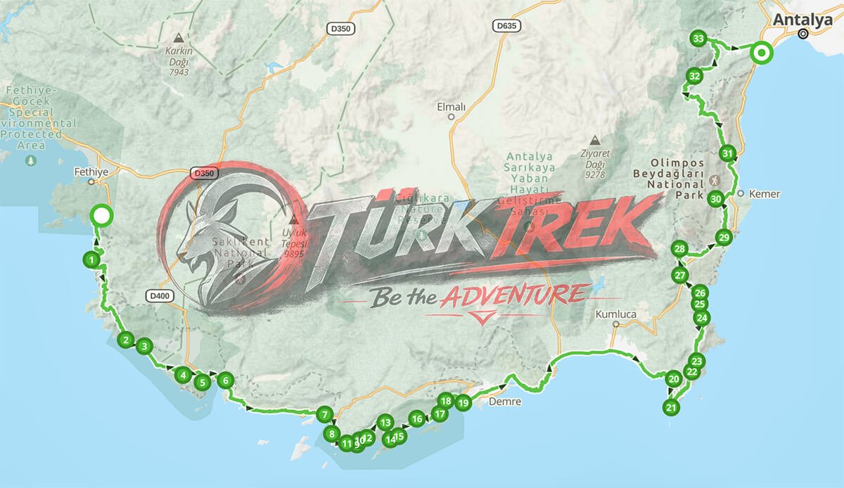 lycian way-full map Lycian Way Map